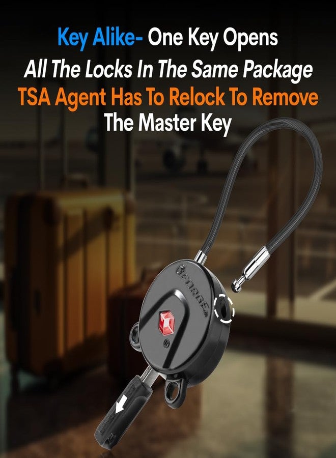 Forge TSA Approved Luggage Locks Ultra-Secure Dimple TSA006 Key Travel Locks with Zinc Alloy Body- Black 2 Cable Locks - Image 5