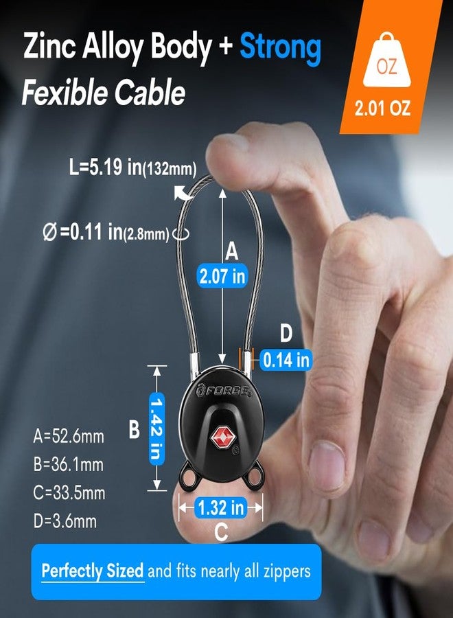 Forge TSA Approved Luggage Locks Ultra-Secure Dimple TSA006 Key Travel Locks with Zinc Alloy Body- Black 2 Cable Locks - Image 4