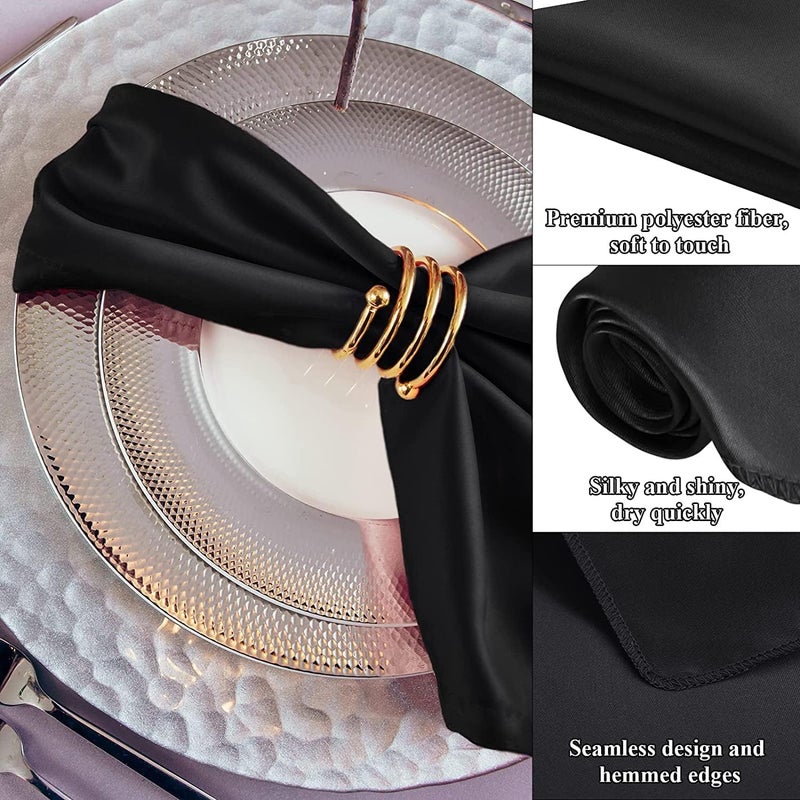 Satin Napkins, Square Table Napkins, 10Pcs 17x17" Soft Dinner Napkins Elegant Silk Napkins for Dinner Wedding Parties, Soft Smooth Fabric Washable Napkins for Parties, Weddings Dinners - Image 3