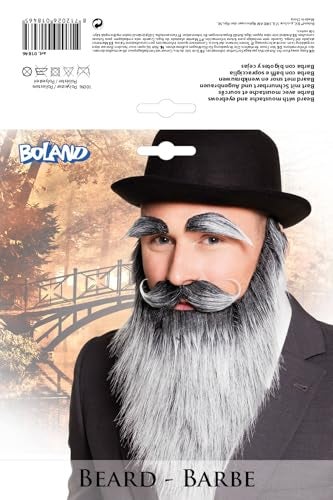 BOLAND بولاند 01846 - مجموعة باربتر الرجل العجوز، الحواجب، اللحية الطويلة والشارب، الجد، سانتا كلوز، إكسسوار، مكياج، زي، كرنفال، حفلة ذات طابع - Image 2