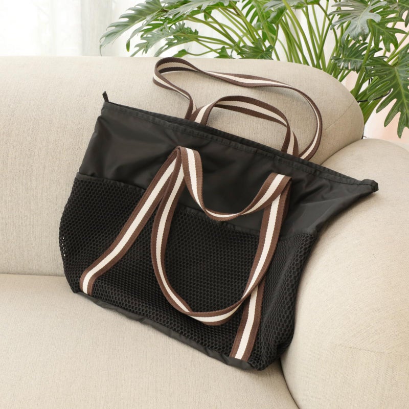 F-color Waterproof Beach Bag with Pockets - Packable Family Capacity Beach Tote Bag with Sandproof Side Mesh Bag for Women, Carry on Swim Bag for Travel Pool Cruise Beach Essentials, Black - Image 3