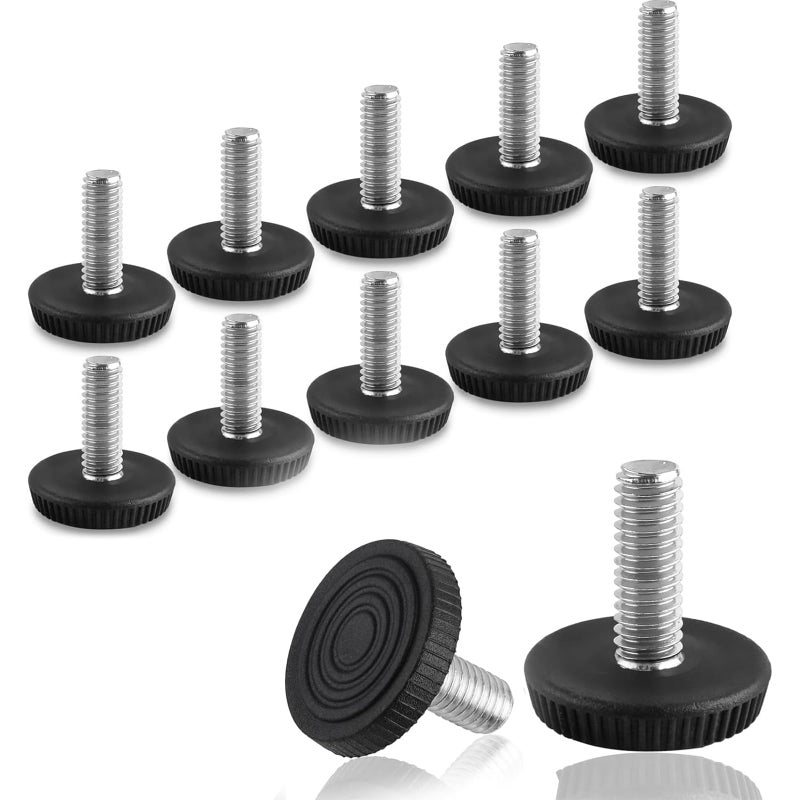 Coidea M8 Thread Furniture Feet Levelers  12 Pcs Adjustable Furniture Feet Threaded Screw In  Leveling Feet Screw On Furniture Glide Leveling For Table  Cabinets  Chairs  Stool Legs - Image 1