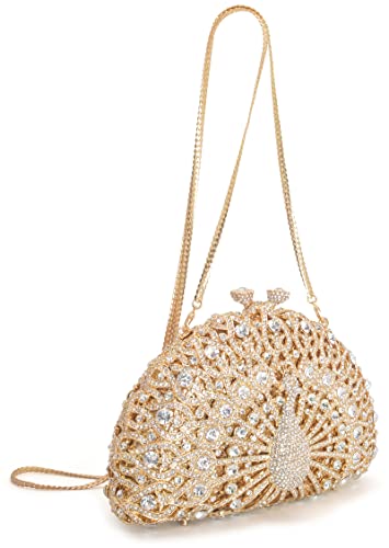 MOSSMON Peacock Luxury Rhinestone Crystal Evening Clutch Bag Sparkly Bride Wedding Party Purses for Women - Image 4