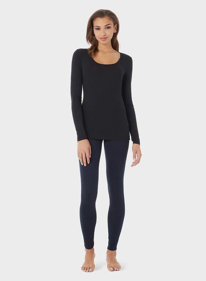 32 DEGREES Women's 2 Pack Ultra Lightweight Thermal Long Sleeve Baselayer Shirt | Scoop Neck Top, Black/Black, L - Image 3