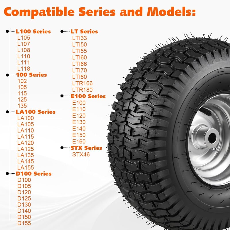 Soiiw 15x6.00-6 Tire and Wheel Front Tire for John Deere Craftsman Husqvarna Lawn Mower | 3" Centered Hub | Bore ID 3/4" | 400 lbs Capacity | Natural Rubber 4 Ply with Tube 2PCS - Image 5