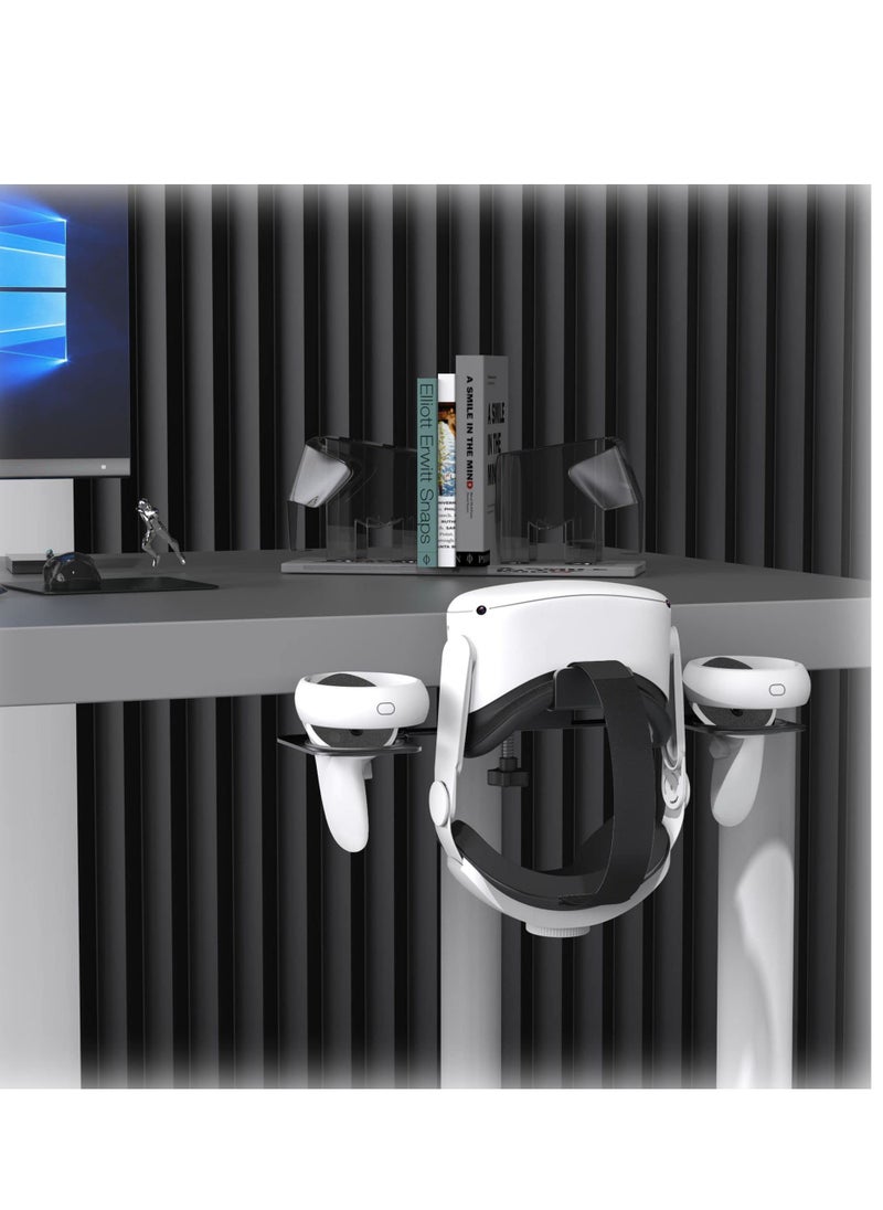 KASTWAVE - VR Stand, VR Display Holder Under Desk, Virtual Reality Headsets Metal Stand, Storage Hook Universal Clamp-on Desk Hanger Hooks, for Oculus Quest 2/Quest/Rift S, HTC Vive Pro, PSVR 2 - Image 1