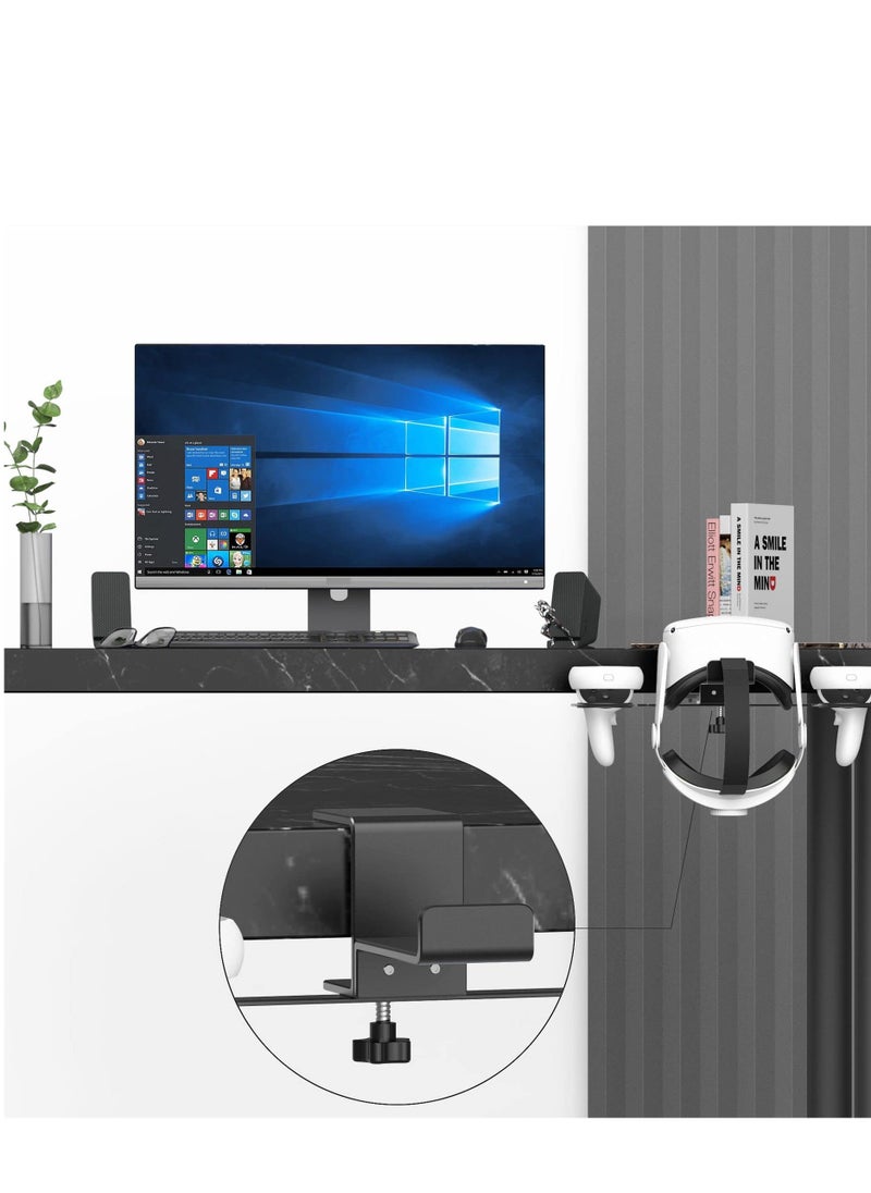 KASTWAVE - VR Stand, VR Display Holder Under Desk, Virtual Reality Headsets Metal Stand, Storage Hook Universal Clamp-on Desk Hanger Hooks, for Oculus Quest 2/Quest/Rift S, HTC Vive Pro, PSVR 2 - Image 1