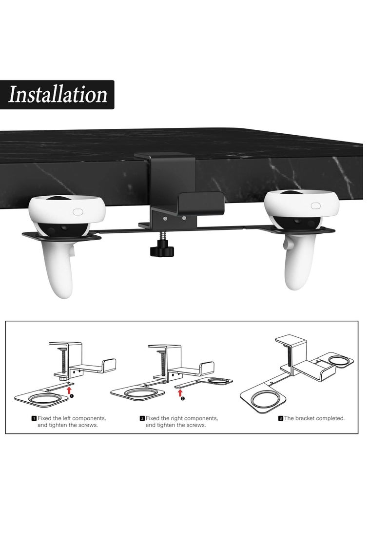 KASTWAVE - VR Stand, VR Display Holder Under Desk, Virtual Reality Headsets Metal Stand, Storage Hook Universal Clamp-on Desk Hanger Hooks, for Oculus Quest 2/Quest/Rift S, HTC Vive Pro, PSVR 2 - Image 1