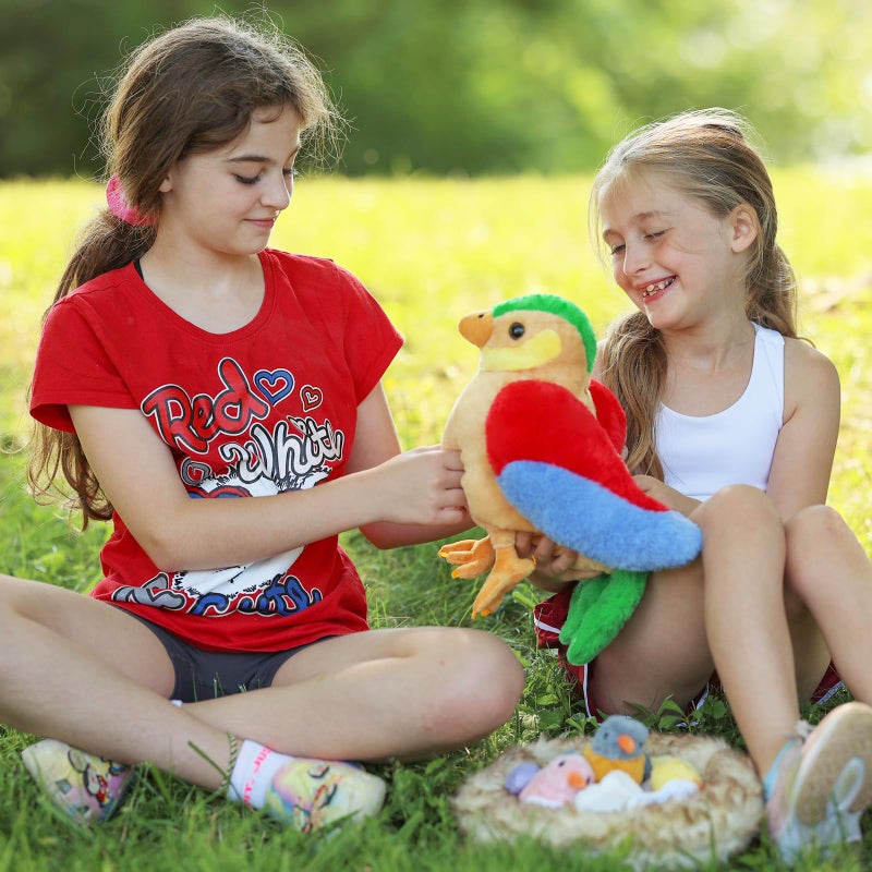 MorisMos 7Pcs Bird Stuffed Animals, Mommy Bird with Babies Eggs Nest, Colorful Birds Plush Toys Gifts for Toddlers, Kids, Boys, Girls, 12inch - Image 5
