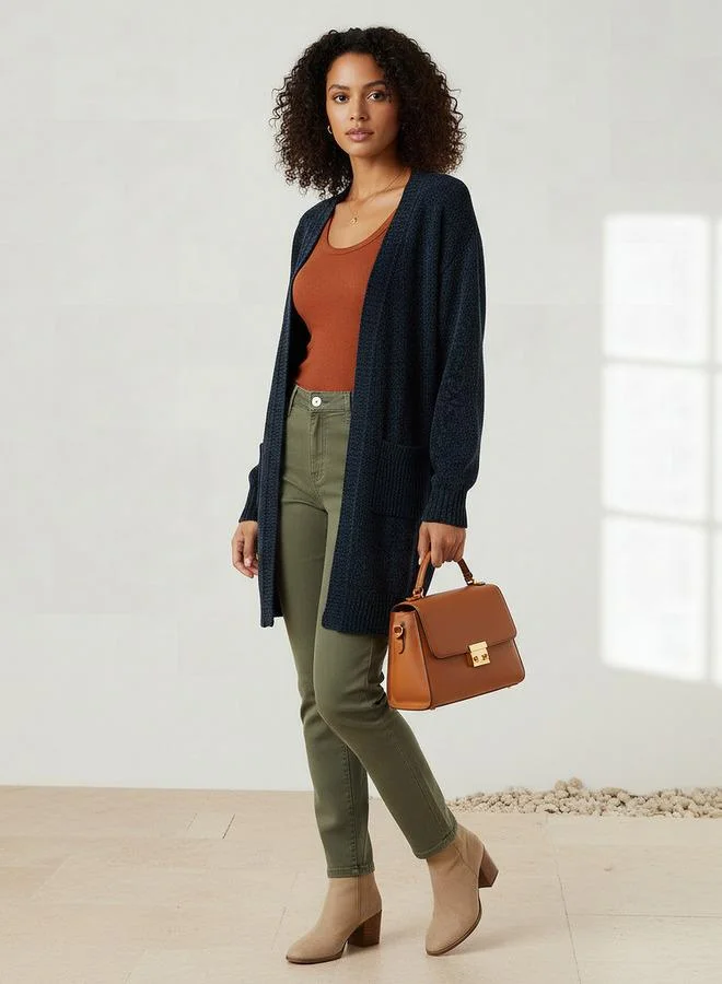 2Xtremz 2Xtremz Longline Open Front Chenille Cardigan