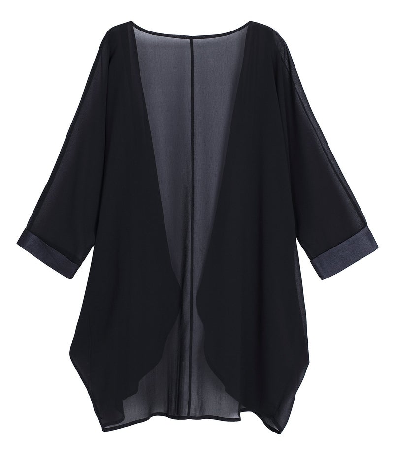 Olrain كيمونو كاردينغ كيبس نسائي مزخرف بالأزهار من أولراين بأكمام بات 3/4 (كبير، أسود-1) - Image 3