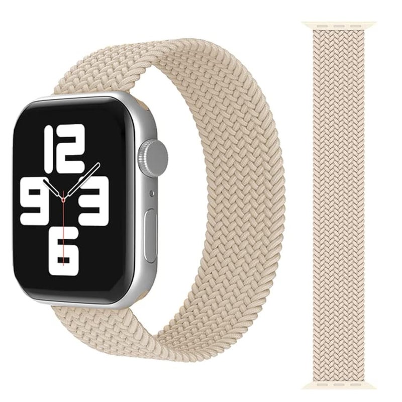 AC&L Braided Solo Band Compatible with Apple Watch 44mm – Medium Starlight White Strap - Image 2