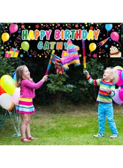 Tatuo Personalized Birthday Banner with Name DIY Colorful Happy Birthday Banner with Alphabet Stickers Custom Birthday Banner for Outdoor Indoor Decoration  - Image 5