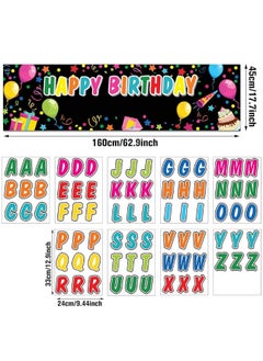 Tatuo Personalized Birthday Banner with Name DIY Colorful Happy Birthday Banner with Alphabet Stickers Custom Birthday Banner for Outdoor Indoor Decoration  - Image 1