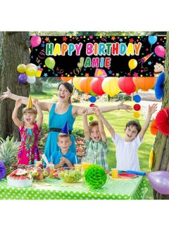 Tatuo Personalized Birthday Banner with Name DIY Colorful Happy Birthday Banner with Alphabet Stickers Custom Birthday Banner for Outdoor Indoor Decoration  - Image 4