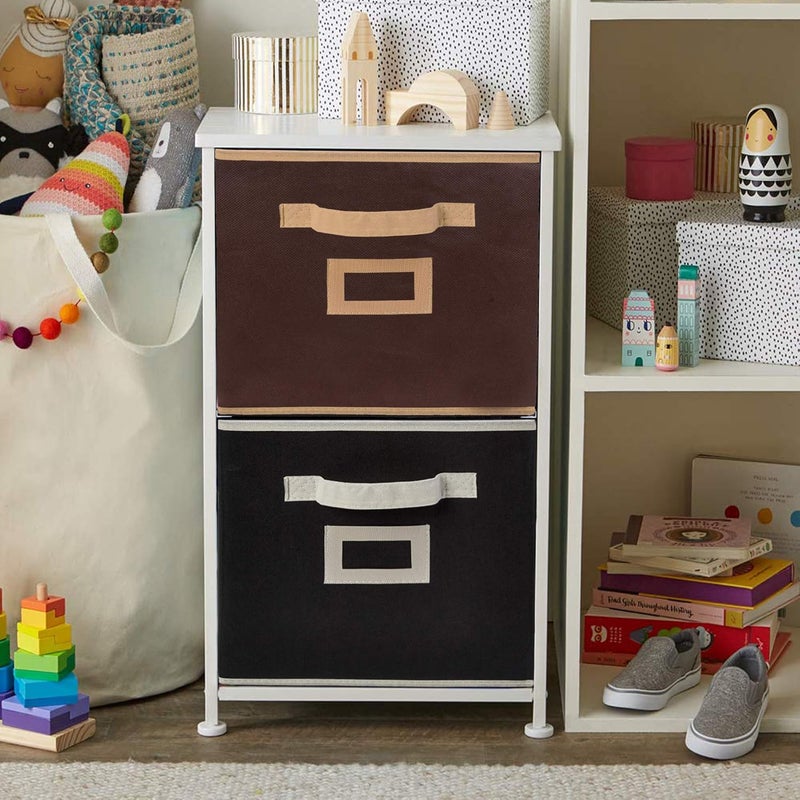 Kuber Industries Kuber Industries Foldable Storage Box for Toys with HandleStorage Box for ClothesDrawer Storage and Cloth OrganizerPack of 2 Brown and Black NonWoven - Image 2