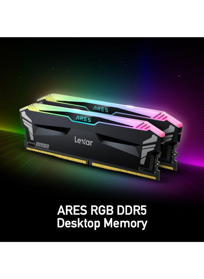 ليكسار ذاكرة RAM DDR5 RGB سعة 32 جيجابايت (2x16 جيجابايت) بتردد 6400 ميجاهرتز CL32 1.4 فولت - متوافقة مع Intel XMP 3.0 و AMD Expo | LD5EU016G-R6400GDLA - Image 2