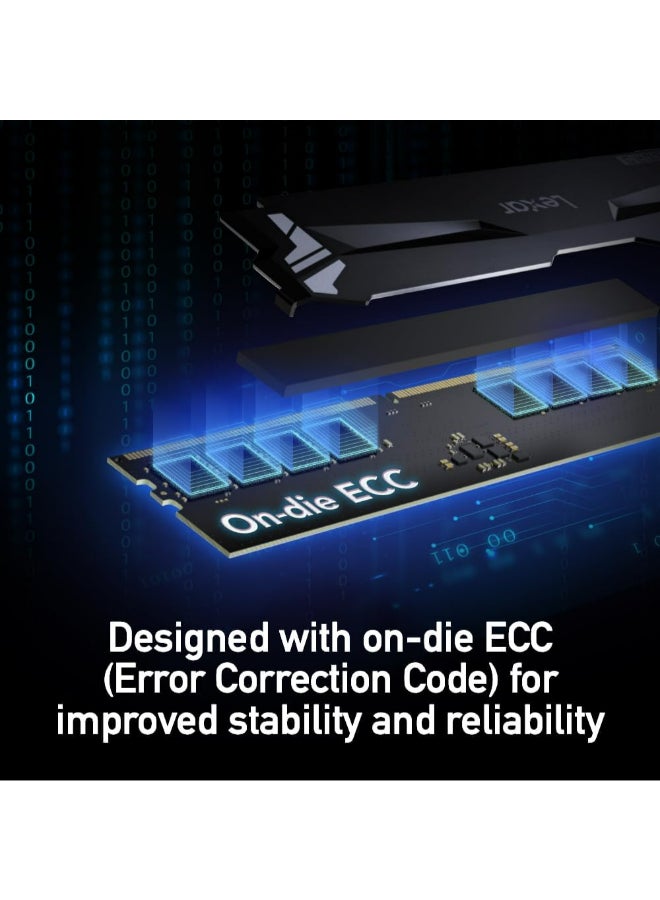 ليكسار ذاكرة RAM DDR5 RGB سعة 32 جيجابايت (2x16 جيجابايت) بتردد 6400 ميجاهرتز CL32 1.4 فولت - متوافقة مع Intel XMP 3.0 و AMD Expo | LD5EU016G-R6400GDLA - Image 3