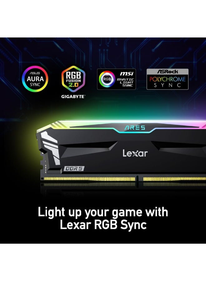 ليكسار ذاكرة RAM DDR5 RGB سعة 32 جيجابايت (2x16 جيجابايت) بتردد 6400 ميجاهرتز CL32 1.4 فولت - متوافقة مع Intel XMP 3.0 و AMD Expo | LD5EU016G-R6400GDLA - Image 5