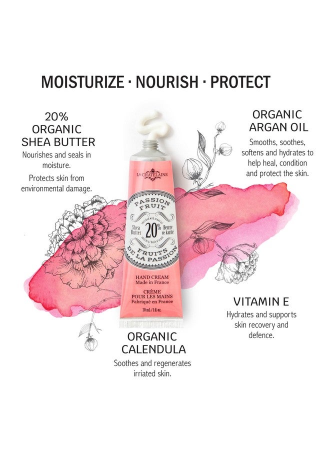 La Chatelaine 20% Shea Butter Hand Cream Travel Size, Organic Argan Oil, Moisturizing, Nourishing, Repairing, Extra-Rich Hand Lotion, Made In France, Paraben Free, 1 Oz / 30Ml (Passion Fruit) - Image 1