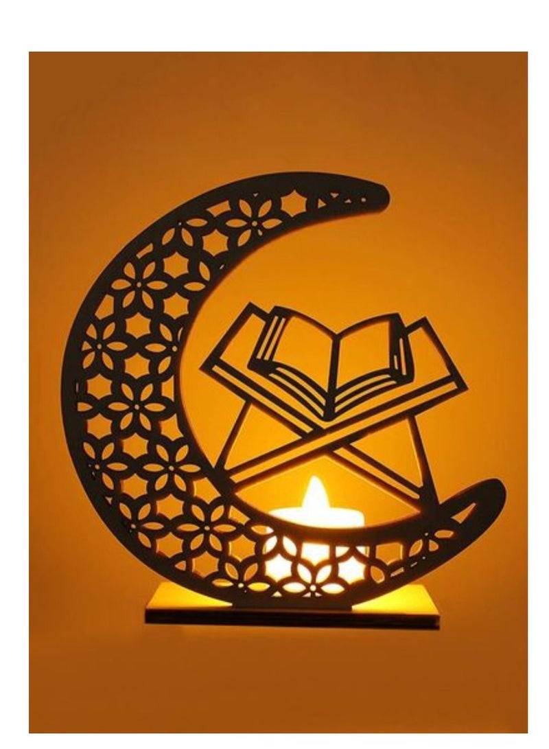 Moon Book Ornamented Wooden Eid DIY Ramadan Lamp 15 x 15 x 6 Cm - Image 5