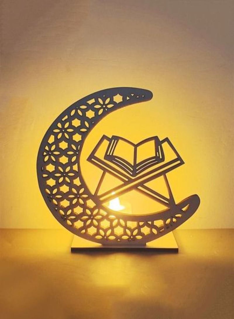 Moon Book Ornamented Wooden Eid DIY Ramadan Lamp 15 x 15 x 6 Cm - Image 2