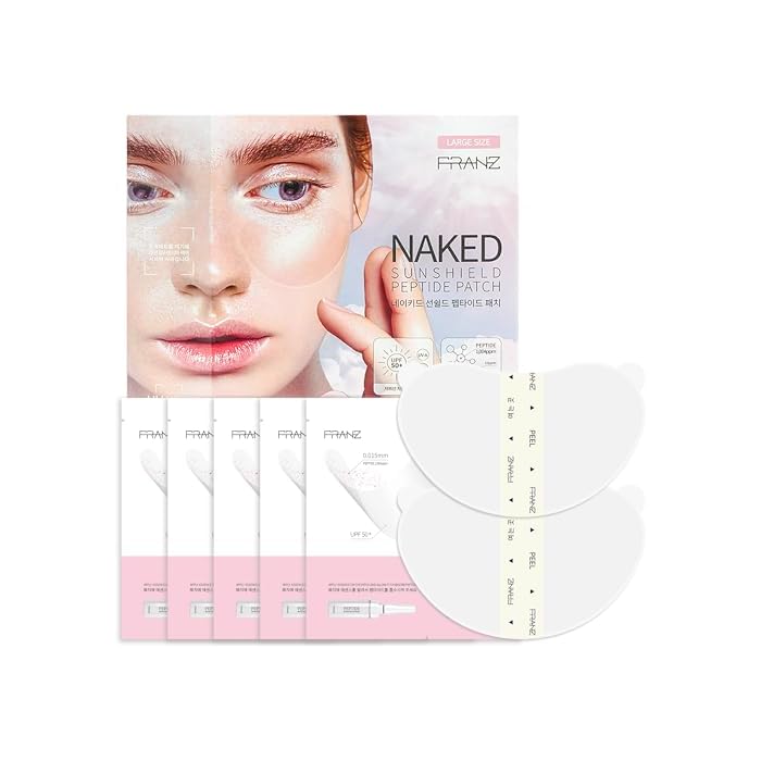 FRANZ - UV Patch UPF 50+ Sun Protection for Daily Outdoor Activities - Breathable Lightweight Comfortable - Peptide for Radiance, Wrinkles, Anti-Aging - 5 pairs | 0.013mm clear peptide film with hyaluronic acid & glutathione; UPF 50+ spot coverage for golf, pickleball, tennis & outdoor