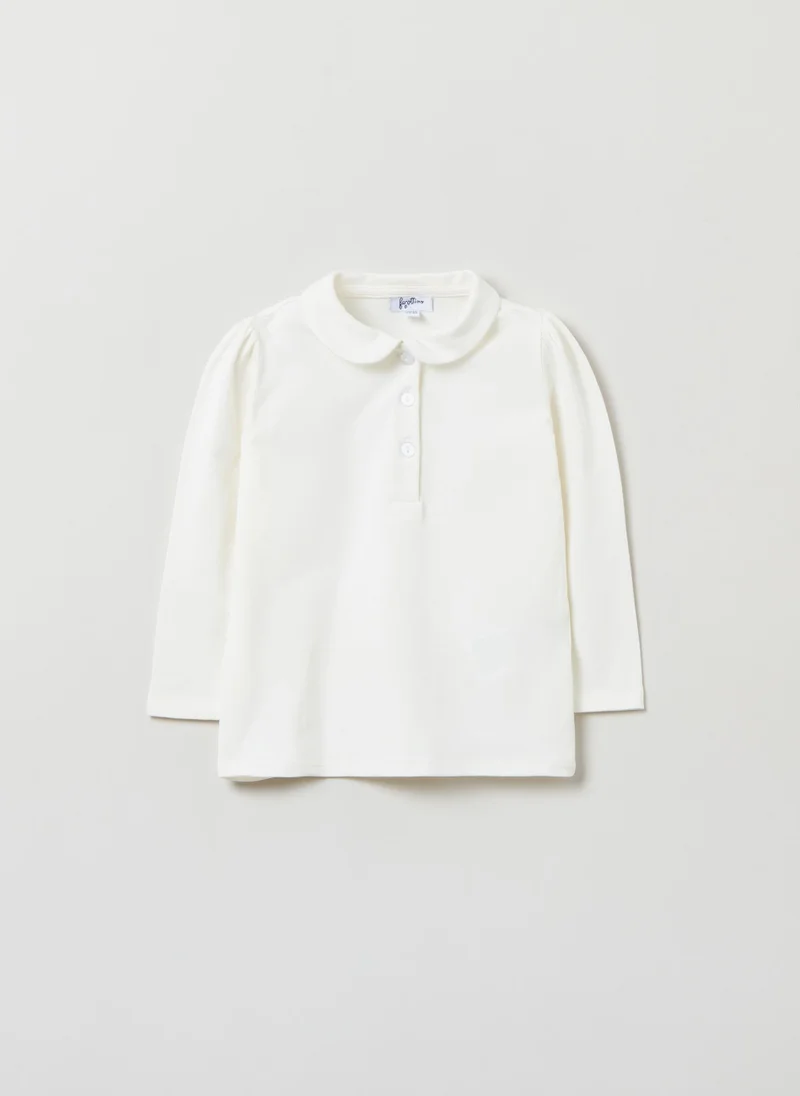 او في اس Solid colour stretch cotton polo shirt