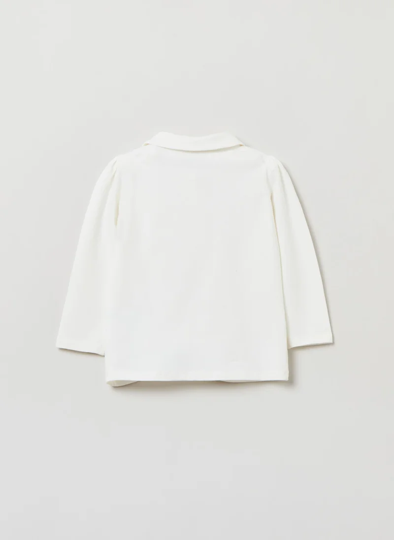 او في اس Solid colour stretch cotton polo shirt