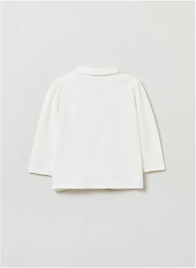 او في اس Solid colour stretch cotton polo shirt