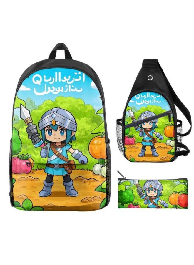 Universal cartoon new three-piece schoolbag - 454  - Image 2