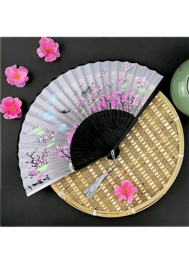 Loquat Ancient Folding Bamboo Fan Chinese Style Foldable Fan Student Gift Fan - Image 1
