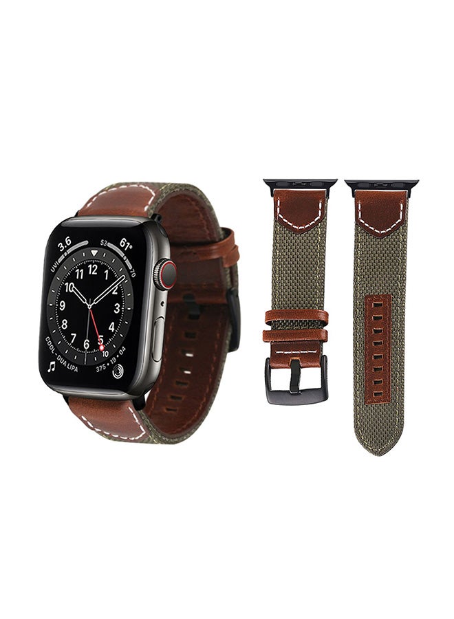 Perfii Canvas Replacement Band  For Apple Watch Series 6/SE/5/4/3/2/1 Green - Image 1