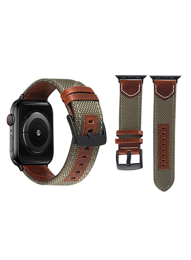 Perfii Canvas Replacement Band  For Apple Watch Series 6/SE/5/4/3/2/1 Green - Image 2