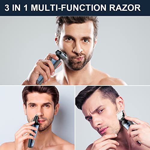 Hatteker Mens Electric Shavers Razor Beard Trimmer Rotary Facail Head Shaver for Men Sideburn Trimmer Nose Trimmer Wet Dry IPX7 Waterproof Rechargeable Cordless 3 in 1 - Image 2