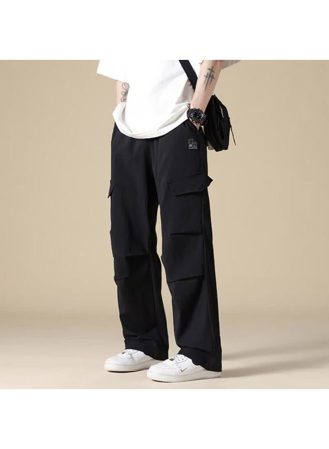Clor Men's Pants, Spring And Summer Sports Breathable Straight-leg Trousers, Trendy Workwear Loose Casual Pants, Cl13 Black, 4XL - Image 4