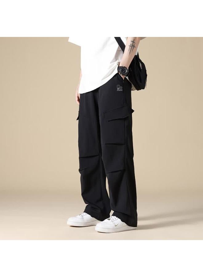Clor Men's Pants, Spring And Summer Sports Breathable Straight-leg Trousers, Trendy Workwear Loose Casual Pants, Cl13 Black, 4XL - Image 3