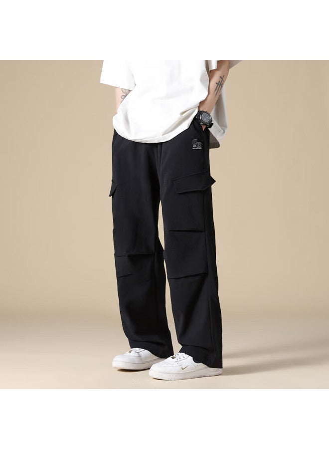 Clor Men's Pants, Spring And Summer Sports Breathable Straight-leg Trousers, Trendy Workwear Loose Casual Pants, Cl13 Black, 4XL - Image 2