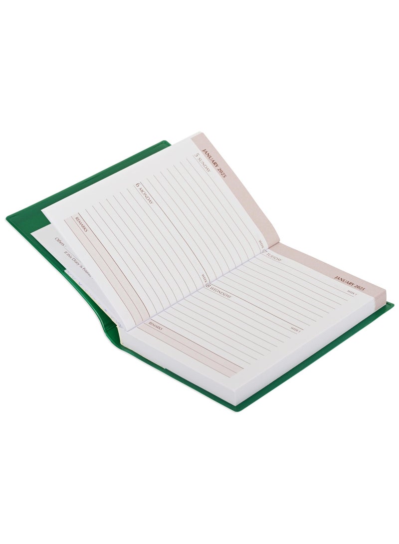 Fis 2025  Pocket Diary English With Pvc Soft Cover Green -FSDI09E25GR - Image 2