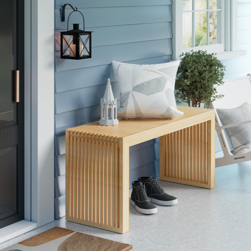 APRTAT Bamboo Dining Bench Indoor Long Entryway Shoe Rack Benchs,Outdoor Modern Wood Benches 35 Inch Bamboo Bench for Living Room Hallway Bedroom Bathroom - Image 4