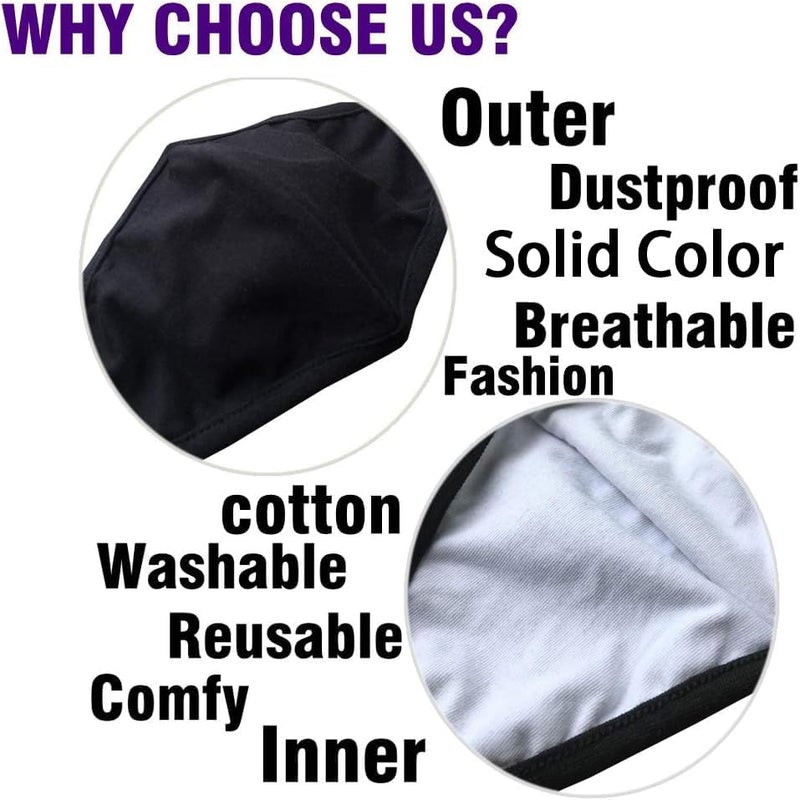 BeatBasic Pack 3 Dust Mouth Mask - All Cotton - Reusable Cloth Comfy Breathable Material Black Pack 3pcs - Image 2