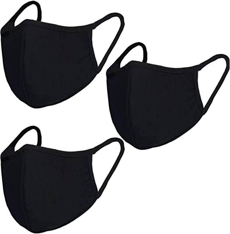 BeatBasic Pack 3 Dust Mouth Mask - All Cotton - Reusable Cloth Comfy Breathable Material Black Pack 3pcs - Image 1