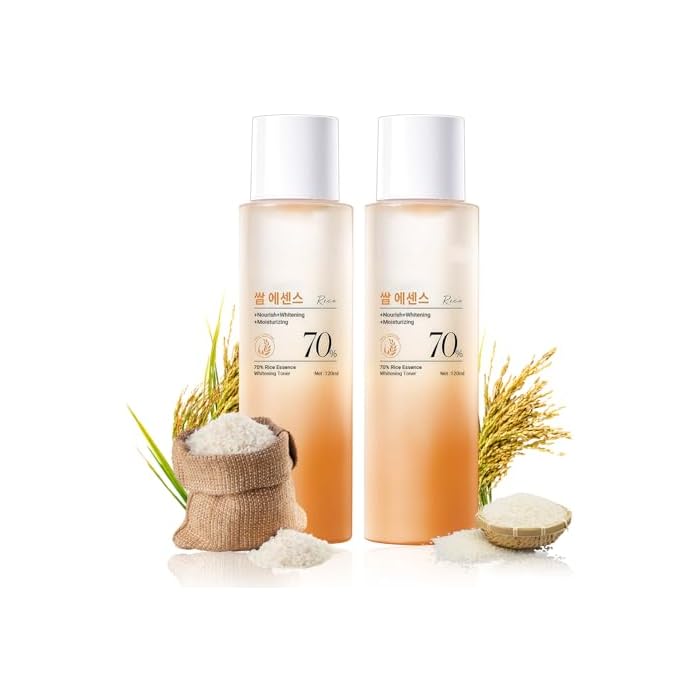 2PCS Rice Toner,Brightening Rice Water Toner Deep Hydration& Barrier Care,Face Toner with Rice Water & Niacinamide,Hydrating Toner Soothing Dry & Sensitive Skin,All Skin Types,4.23 fl.oz
