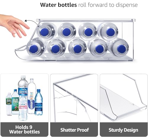 Sorbus Water Bottle Organizer for Fridge with Lid – Holds 9 Bottles – Stackable Drink Organizer for Refrigerator, Pantry, or Countertop – Clear BPA-Free Plastic Bottle Storage Holder - Image 4