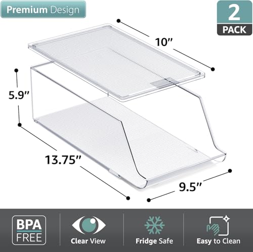 Sorbus Water Bottle Organizer for Fridge with Lid – Holds 9 Bottles – Stackable Drink Organizer for Refrigerator, Pantry, or Countertop – Clear BPA-Free Plastic Bottle Storage Holder - Image 2