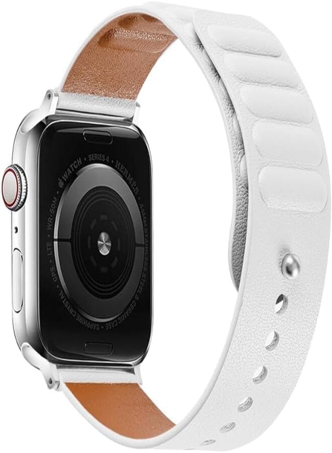 Next Compatible with iWatch Band Genuine Leather Metal Magnetic Replacement Watch Strap with Strong Magnetic Closure for iWatch 41mm 40mm 38mm 4mm 5mm 6mm 7mm 8mm 9 Leather Strap