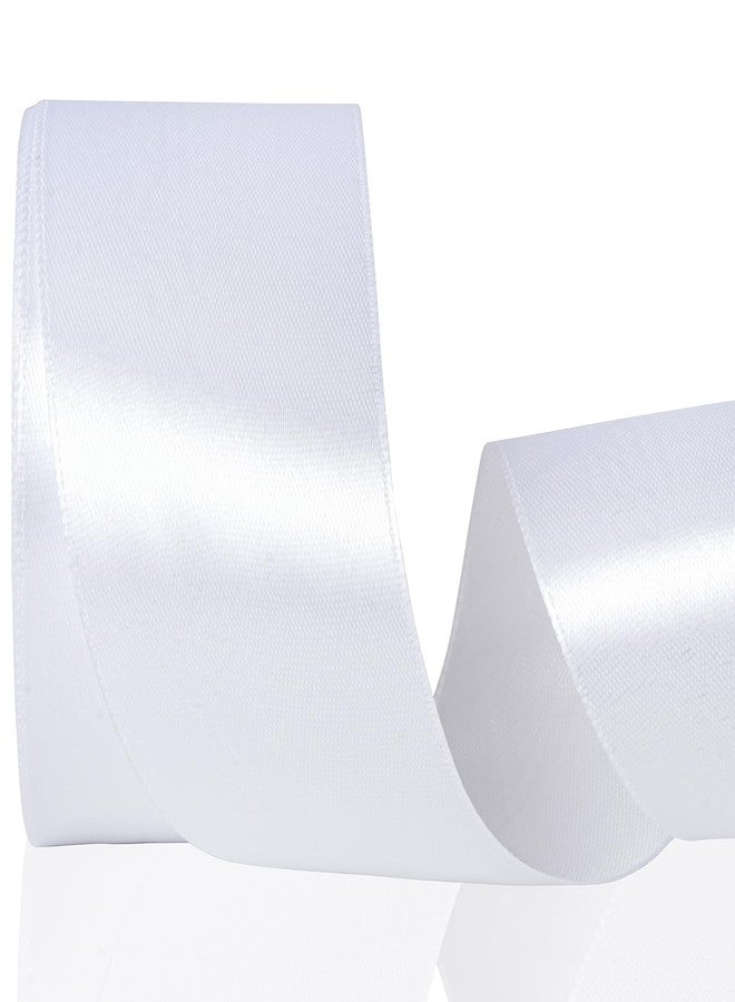SDZMDL White Ribbon 2 Inch, 25 Yards/roll Solid Satin Ribbon for Valentine's Day Gift Wrapping, Bow & Eternal Flower Making, Floral Bouquets, Party Decoration. - Image 1