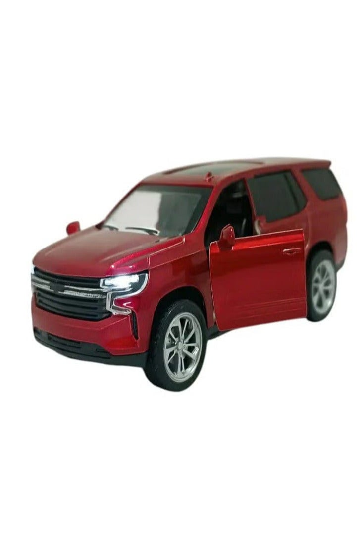 1/46 Scale Chevrolet Tahoe SUV Diecast Model with Lights and Sound - Diecast Alloy Sports Car - Opening Front Doors - Size Approximately 12.7cm (Without Box - Red) - Image 1