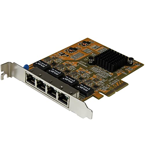 StarTech.com 4 Port PCIe Network Card - Standard Profile - RJ45 Port - Realtek RTL8111H Chipset - Ethernet Network Card - NIC Server Adapter Network Card , TAA (ST1000SPEX43) - Image 1