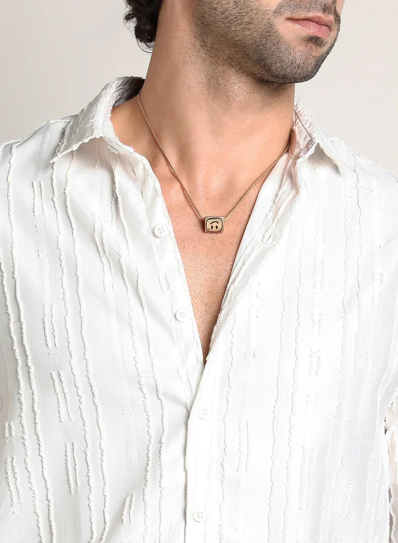 كامبوس سوترا Men's Chalk White Ripple-Edge Shirt